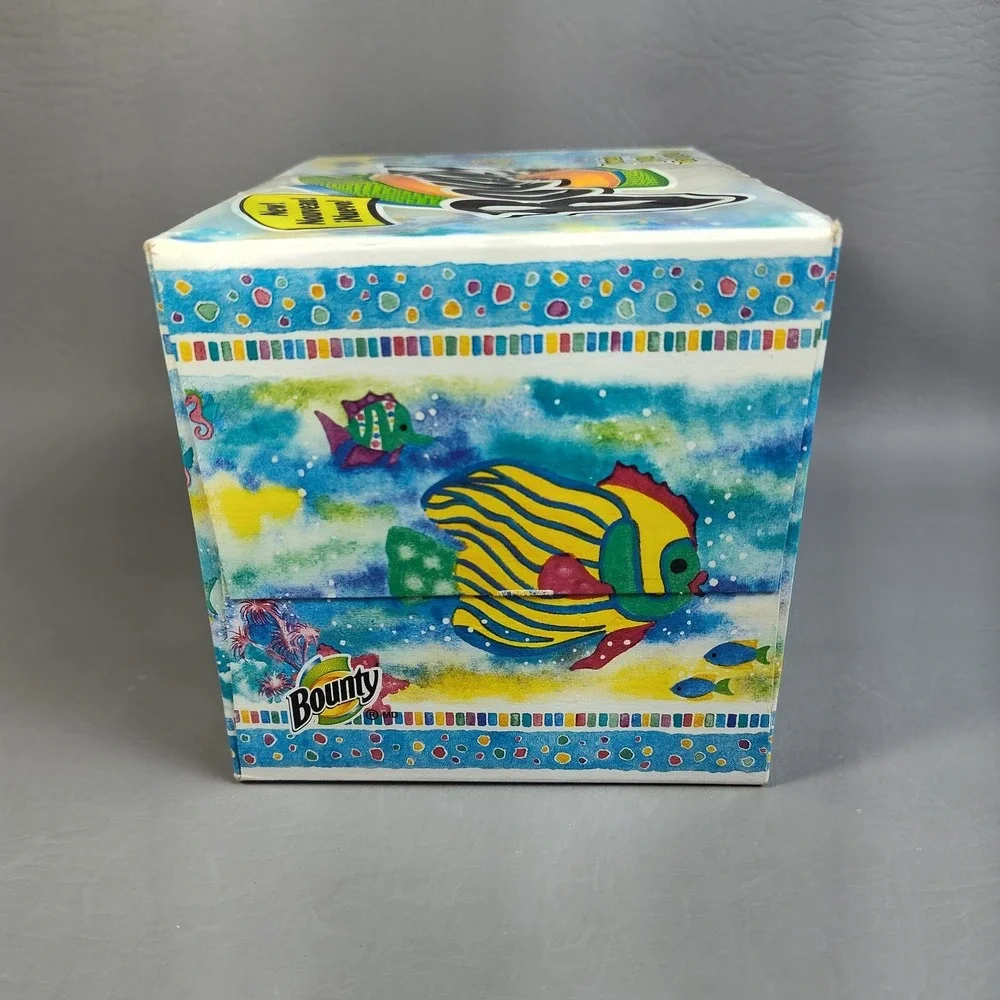Vintage Bounty Paper Towels Box Kissing Fish II By Artist Lila Rose Kennedy 2000